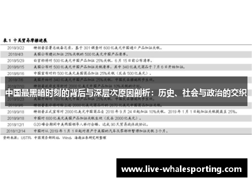 中国最黑暗时刻的背后与深层次原因剖析：历史、社会与政治的交织